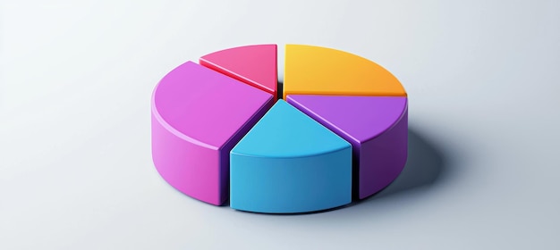 Gráfico circular 3D colorido que representa los presupuestos globales de marketing digital por región en 2024