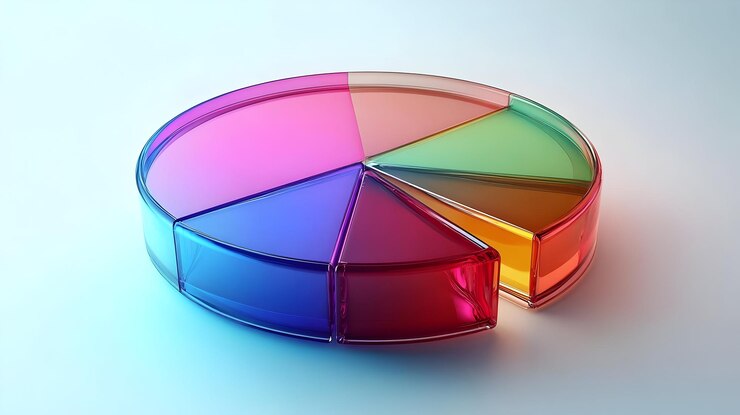 Foto gráfico circular abstracto 3d brillante con segmentos de marketing destacado concepto como una imagen elegante con