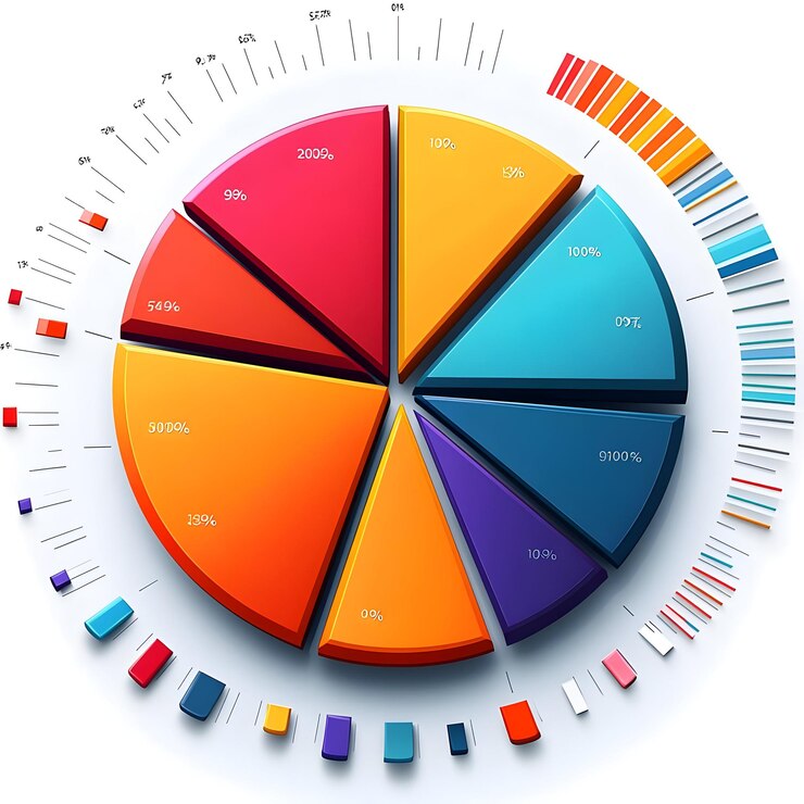 Foto gráfico circular abstracto plano con segmentos de marketing destacado concepto como una imagen elegante featuri