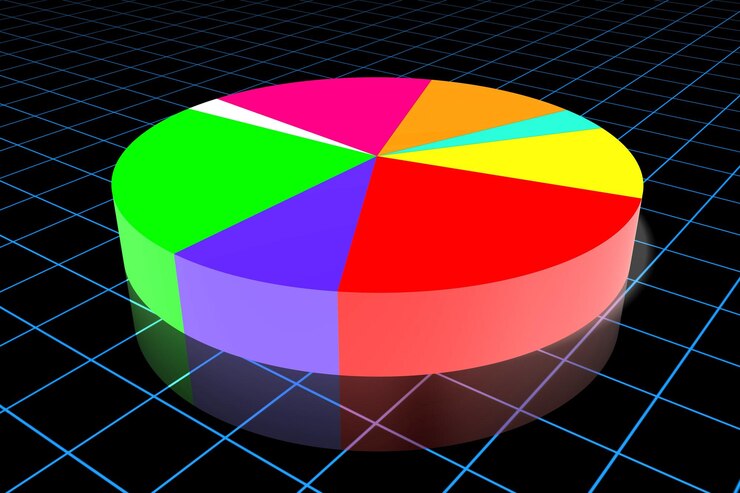Foto gráfico circular colorido aislado sobre fondo negro