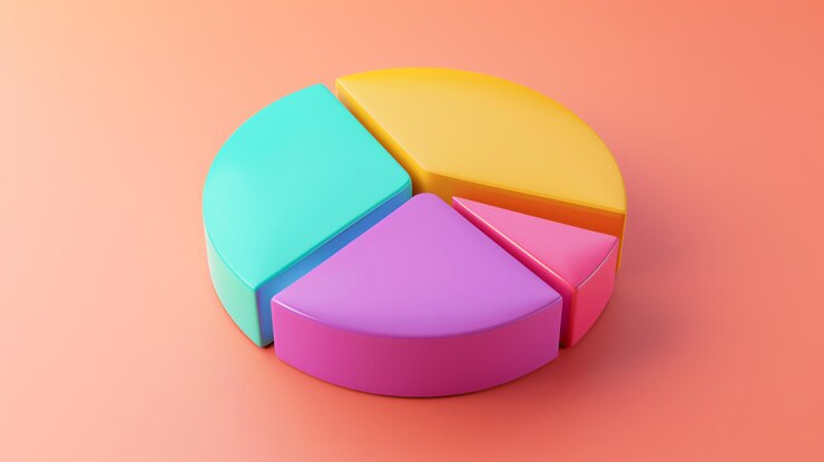 Foto un gráfico circular colorido dividido en cuatro secciones que representan datos y análisis en un estilo lúdico y moderno