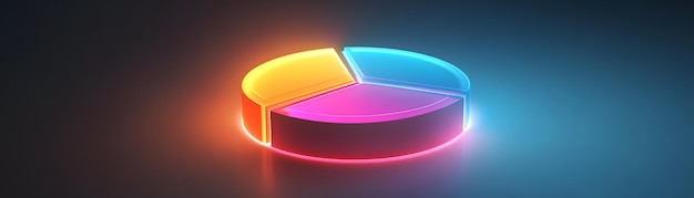 Gráfico circular de neón vibrante con segmentos luminosos perfecto para la visualización de datos y diseños de presentaciones modernas