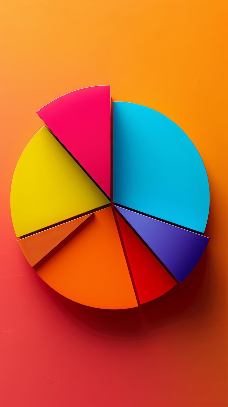 Foto un gráfico circular que muestra la distribución de habilidades con fondo de color sólido