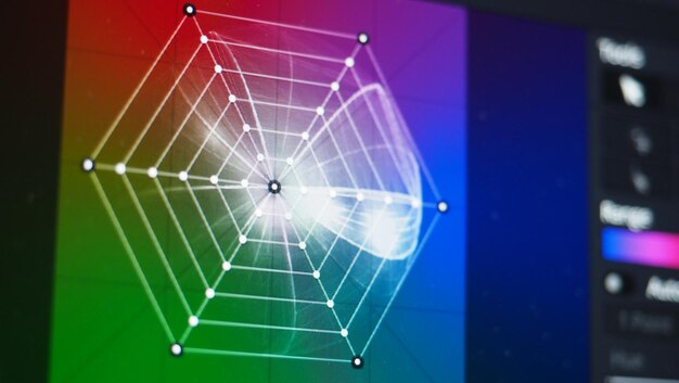 Gráfico de clasificación de color o indicador de corrección de color RGB en el monitor