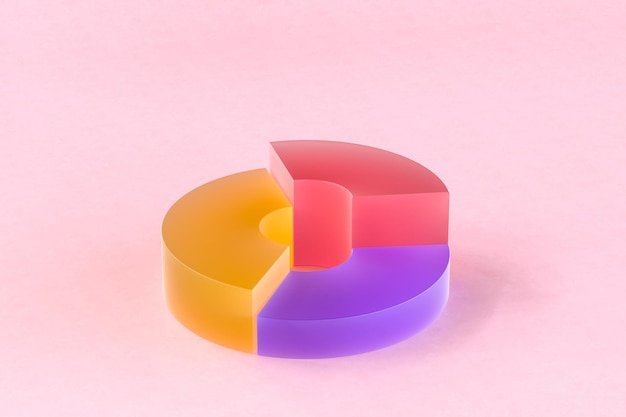 Gráfico colorido 3D sobre fondo rosa