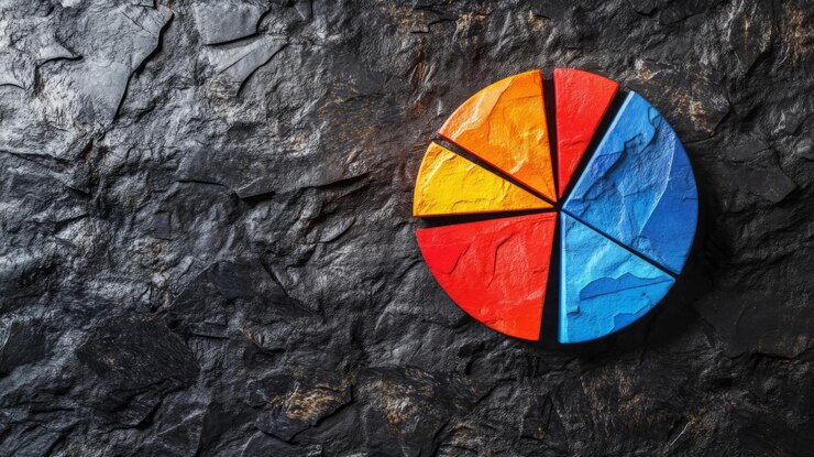 Foto gráfico colorido en fondo oscuro para la representación de datos