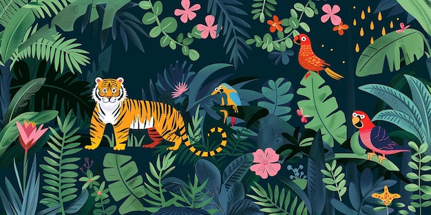gráfico colorido mostrando uma selva