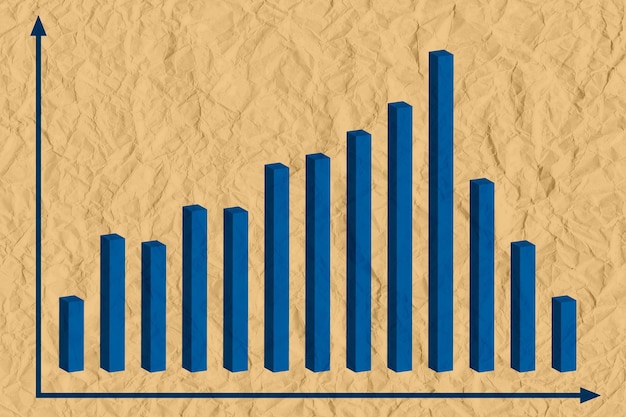 Foto gráfico com relatório de diminuição gráfico com o progresso da recessão e da falência negócios e finanças