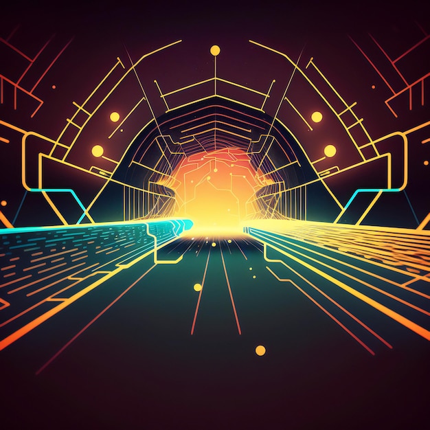 Un gráfico de computadora de un túnel con una luz brillante al final.