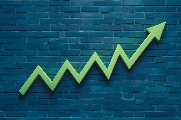 Gráfico de cotización en el mercado de valores de PhotoStock en verde que muestra las tendencias económicas