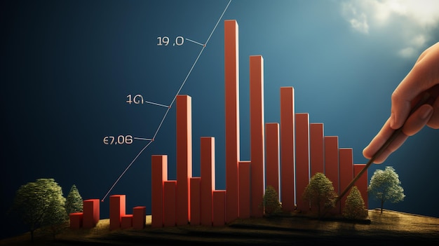 Un gráfico creciente que indica el éxito en el negocio de la IA generativa