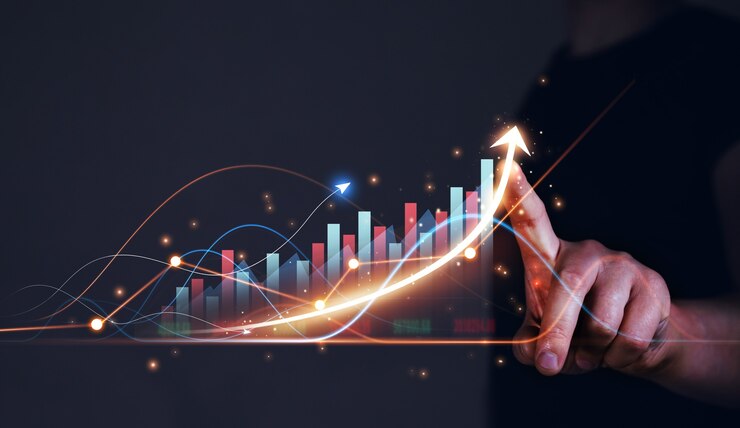 Foto gráfico de crecimiento de dibujos de empresario de desarrollo de estrategia empresarial empresarial y plan de crecimiento creciente