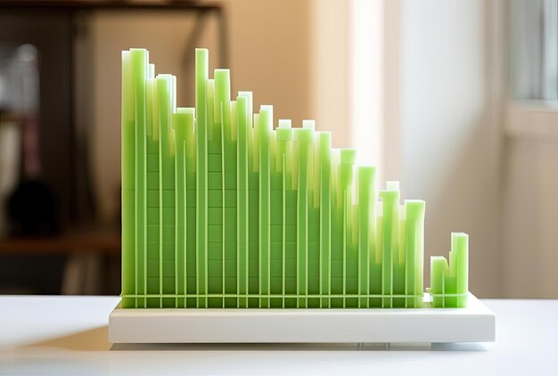 Foto un gráfico hacia el crecimiento en el estilo de verde y ámbar