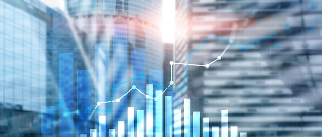 Gráfico de crecimiento financiero Concepto de estrategia de marketing para aumentar las ventas