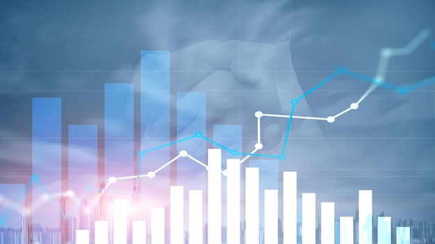 Gráfico de crecimiento financiero Concepto de estrategia de marketing para aumentar las ventas