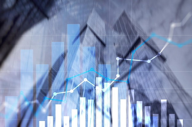 Gráfico de crecimiento financiero Concepto de estrategia de marketing para aumentar las ventas
