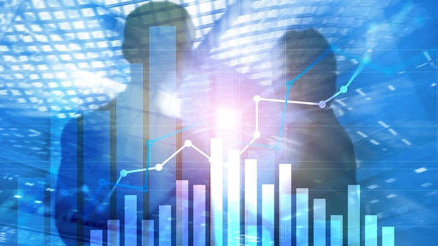 Gráfico de crecimiento financiero Concepto de estrategia de marketing de aumento de ventas