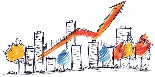 Un gráfico del crecimiento y las ganancias de la empresa una representación abstracta del éxito económico