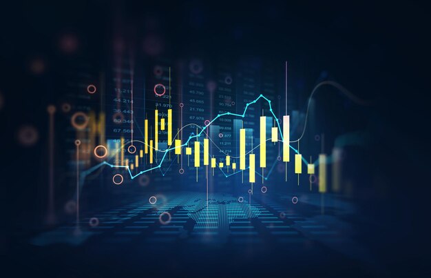 Gráfico de crecimiento del negocio y éxito financiera flecha hacia arriba Gráfica de desarrollo ganancias e inversiones