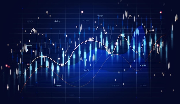 Gráfico de crecimiento de precios e indicadores Crecimiento de indicadores comerciales fondo azul de alta ganancia