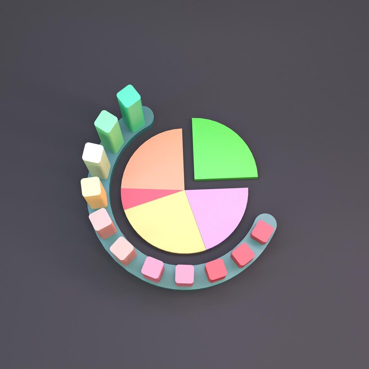 Foto gráfico de crecimiento semicircular de rojo a verde 3d render