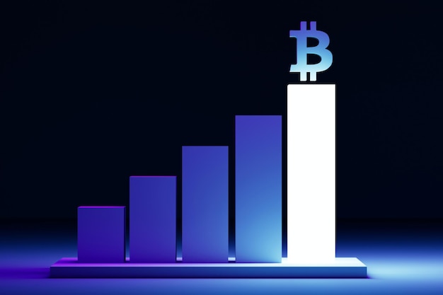 Gráfico de crecimiento del símbolo de Bitcoin Concepto de crecimiento de Bitcoin BTC