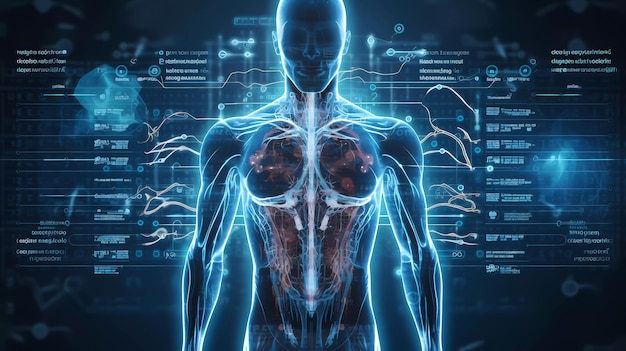 Un gráfico de un cuerpo humano con la palabra corazón en él