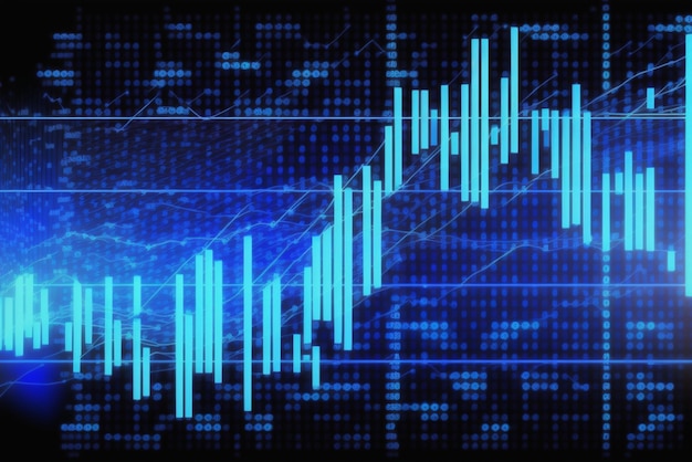 Gráfico da bolsa de valores no negócio de negociação de investimento financeiro de fundo azul