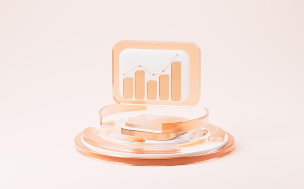 Gráfico de datos financieros de dibujos animados gráfico de barras gráfico de líneas gráfico y pie renderización 3D