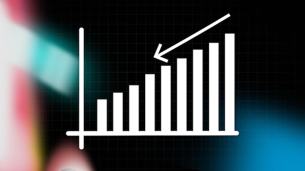 Foto gráfico de barras ascendente branco em um fundo preto