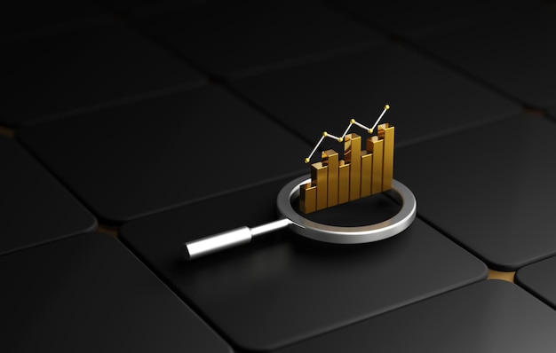 Foto gráfico de barras dourado análise de negócios ícone crescimento financeiro e pesquisa de mercado