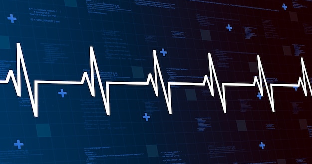 Foto gráfico de batimento cardíaco médico no fundo de tecnologia 3d