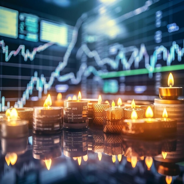 gráfico de candlestick de negociação de investimentos no mercado de ações