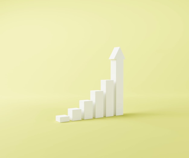 Gráfico de crescimento da escada branca caminho para o sucesso 3d render ilustração