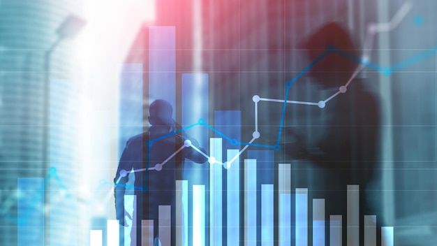 Gráfico de crescimento financeiro Vendas aumentam o conceito de estratégia de marketing