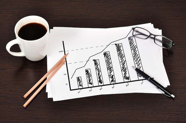 Gráfico de crescimento no papel