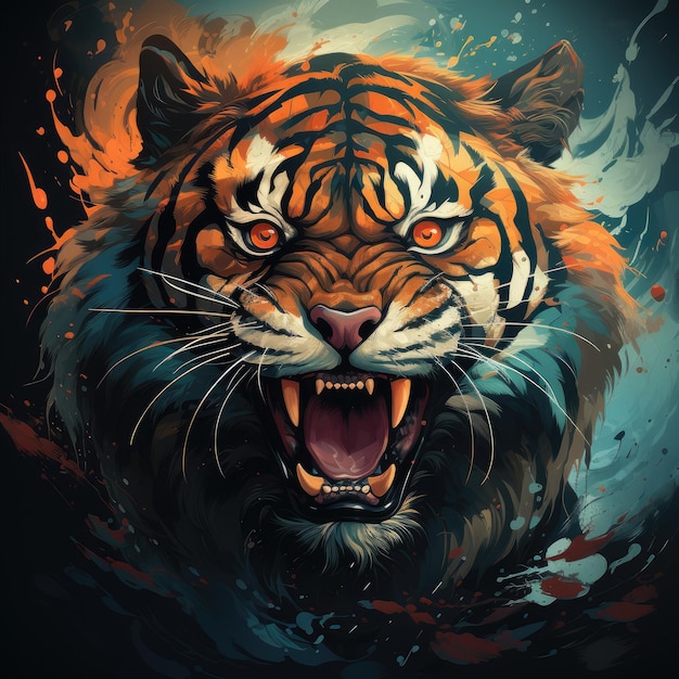 gráfico de design de tigre para camiseta