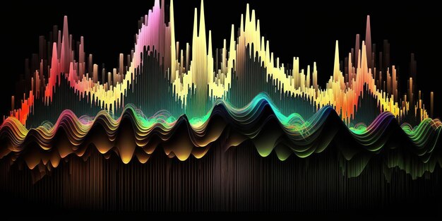 Gráfico de espectro de volume de áudio AI Generative Music gerado por AI