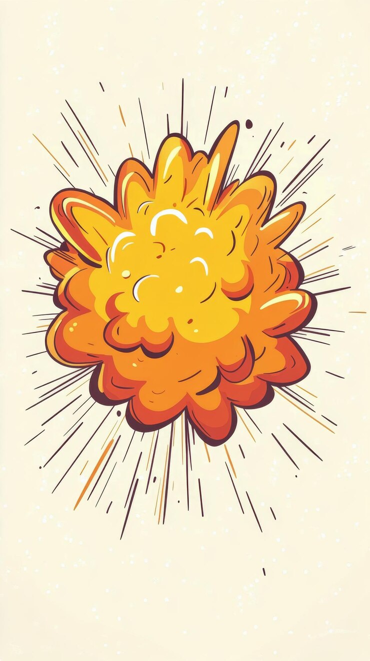 Foto gráfico de explosão brilhante ilustrando uma explosão intensa em um fundo neutro