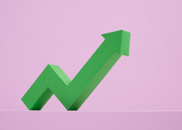 Gráfico de flecha verde para cima Começar uma empresa Conceito financeiro