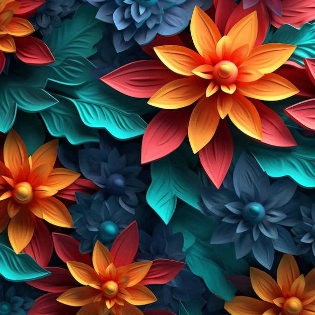 Gráfico de fundo de efeito 3D floral