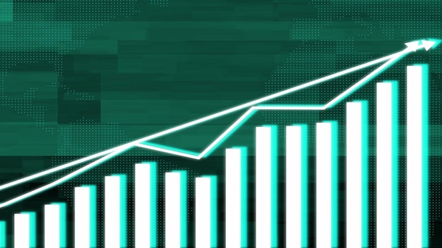 Gráfico de gráfico de negócios e seta de sucesso indicando fundo de ilustração de plano de negócios de lucro e perda