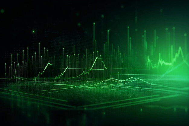 Gráfico de gráfico financeiro com fundo de linha verde