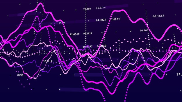 Gráfico de mercado de ações Big data visualização conceito de gráfico de investimento renderização 3D