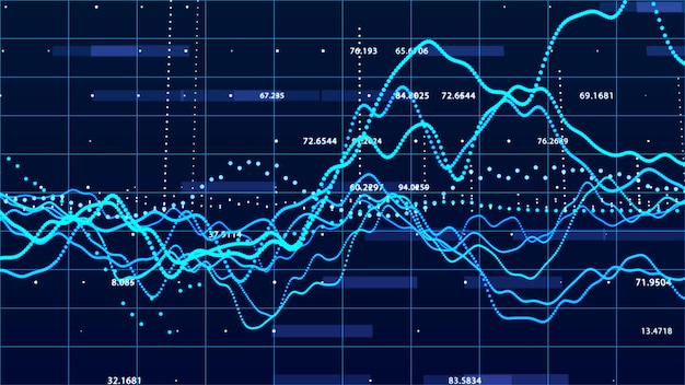 Gráfico de mercado de ações Big data visualização conceito de gráfico de investimento renderização 3D