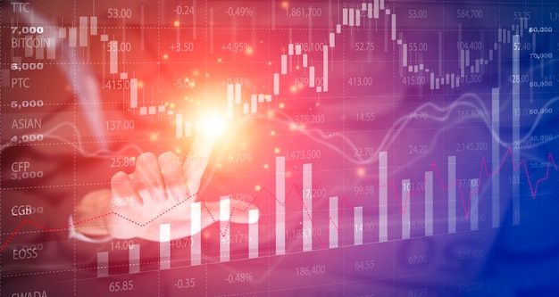 Gráfico de mercado de perdas comerciais e comerciais durante a guerra Perdas comerciais no conceito de gráfico do mercado de ações Gráfico de mercado de linha de toque de caneta de uso comercial e setas vermelhas caem no chão indicando