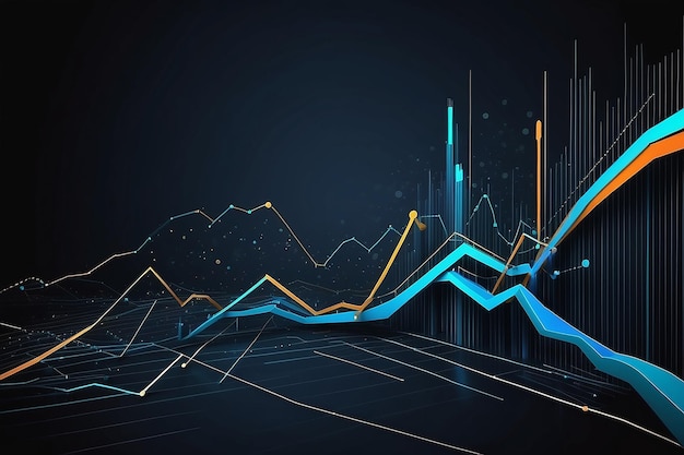 Gráfico de movimento de ativos financeiros linhas abstratas desenho de fundo