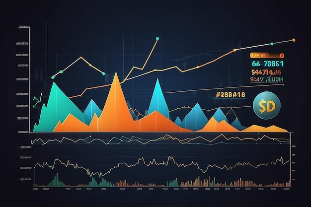 Gráfico de negociação de investimento no mercado de ações em conceito gráfico adequado para finanças