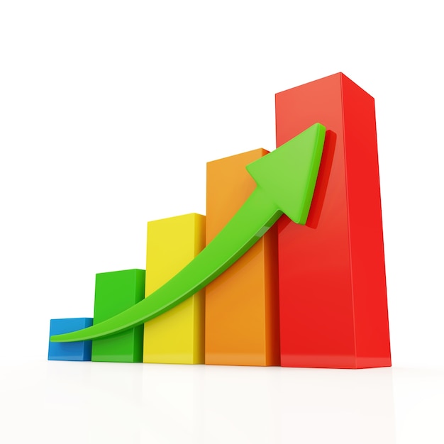 Gráfico de negócios colorido isolado no branco