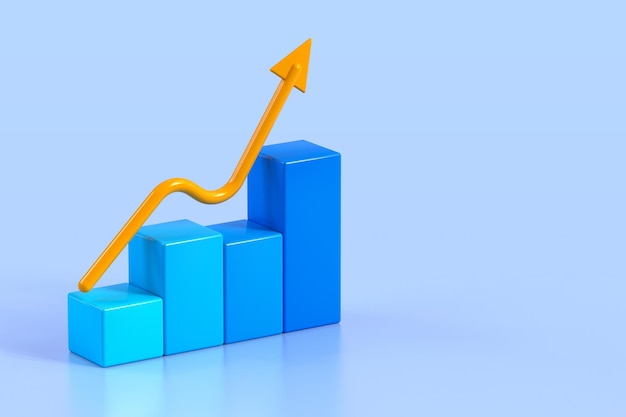 Gráfico de negócios com seta mostrando lucros e ganhos